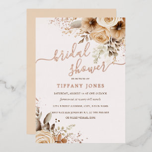 Invitation En Aluminium ROSE GOLD FOIL Mariage Bohème Floral  
