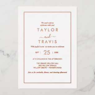 Invitation En Aluminium Rose Gold Foil Minimaliste Date de mariage styli