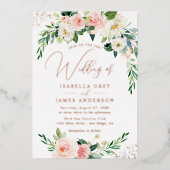 Invitation En Aluminium ROSE GOLD FOIL rose Floral Mariage (Recto)