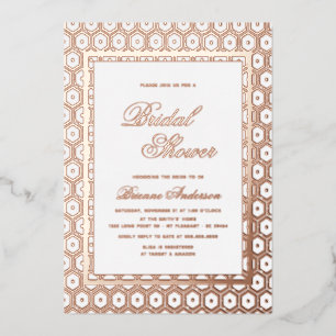 Invitation En Aluminium Rose Gold Foliage Géométrique Pressée pour une Mar
