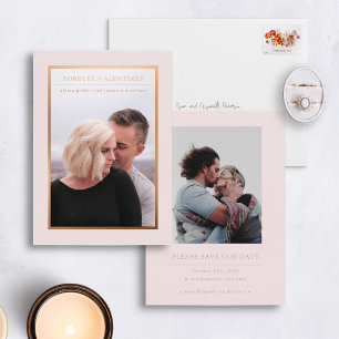 Invitation En Aluminium Rose Gold Forever Valentines Photo Enregistrer la 