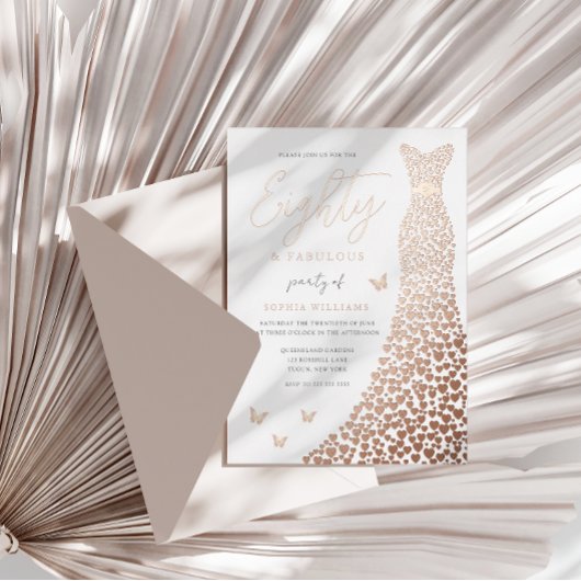 Invitation En Aluminium Rose Gold Heart Gown 80th Birthday Party Real
