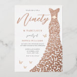 Invitation En Aluminium Rose Gold Heart Gown 90th Birthday Party Real<br><div class="desc">Rose Gold Heart Gown 90th Birthday Party Real Foil Invitation Ninety & Fabulous! Voir d'autres invitations dans notre magasin de niche et de niche</div>