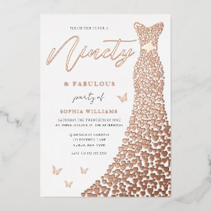 Invitation En Aluminium Rose Gold Heart Gown 90th Birthday Party Real