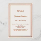 Invitation En Aluminium Rose gold ivory simple luxury birthday (Recto)