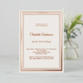 Invitation En Aluminium Rose gold ivory simple luxury birthday (Debout devant)