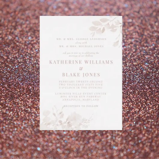 Invitation En Aluminium Rose Gold Les deux parents Mariage