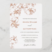 Invitation En Aluminium Rose Gold Line Art Lilies Wedding (Recto)