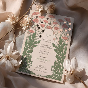 Invitation En Aluminium Rose Gold Mariage Floral Vintage Rose