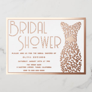 Invitation En Aluminium Rose Gold Mariage Gown Vintage Retro Fête des mari