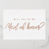 Invitation En Aluminium Rose gold minimal Tu seras ma demoiselle d'honneur (Recto)