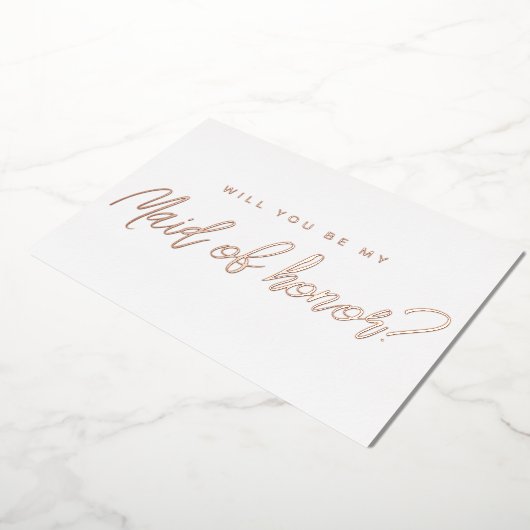 Invitation En Aluminium Rose gold minimal Tu seras ma demoiselle d'honneur (Rotation)