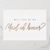 Invitation En Aluminium Rose gold minimal Tu seras ma témoin (Recto)