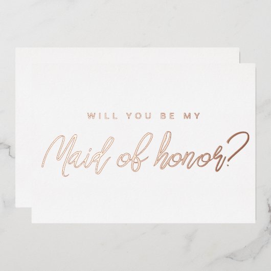 Invitation En Aluminium Rose gold minimal Tu seras ma témoin (Recto/Verso)