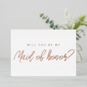 Invitation En Aluminium Rose gold minimal Tu seras ma témoin (Debout devant)