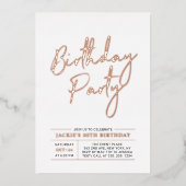 Invitation En Aluminium Rose Gold Moderne Brush Script Adulte Anniversaire (Recto)