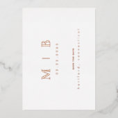 Invitation En Aluminium Rose Gold Monogramme mariage Enregistrer la date (Recto)