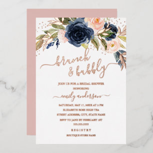 Invitation En Aluminium Rose Gold Navy Blush Mariage Brunch Et Bulles De C