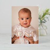 Invitation En Aluminium Rose Gold ONE photo de premier anniversaire (Debout devant)