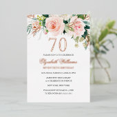 Invitation En Aluminium Rose Gold Pink Blush 70e Anniversaire Foil Invitat (Debout devant)