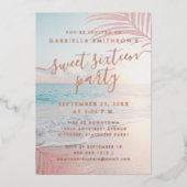 Invitation En Aluminium Rose Gold Real Foil Beach Sweet 16e anniversaire F (Recto)