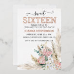 Invitation En Aluminium Rose Gold Real Foil Sweet 16 Seteen Boho Floral<br><div class="desc">Cette conception peut être personnalisée dans la zone fournie en modifiant la photo et/ou le texte. Vous pouvez également le customiser en cliquant sur Personnaliser ce Modèle, puis en choisissant l'option cliquer pour customiser et supprimer ou modifier la couleur de l'arrière - plan, ajouter du texte, modifier la couleur ou...</div>