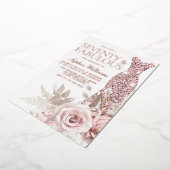 Invitation En Aluminium Rose Gold, Robe rose pâle 70e fête d'anniversaire (Rotation)