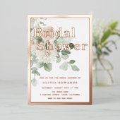 Invitation En Aluminium Rose Gold Sage Vert Blanc Floral Fête des mariées (Debout devant)