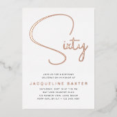 Invitation En Aluminium Rose Gold Script 60e fête d'anniversaire (Recto)