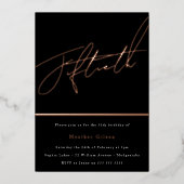 Invitation En Aluminium Rose Gold Script Cinquantième 50ème fête d'anniver (Recto)