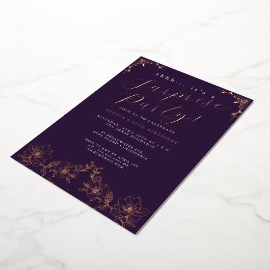 Invitation En Aluminium Rose Gold Script Rose Surprise Party Foil (Rotation)