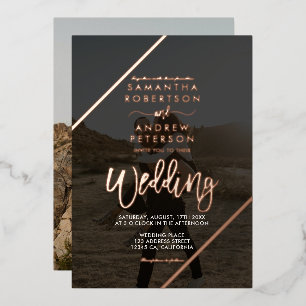 Invitation En Aluminium Rose Gold stripes chic mariage 2 photos