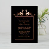 Invitation En Aluminium Rose Gold Swans Mariage noir (Debout devant)
