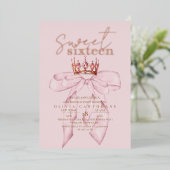 Invitation En Aluminium Rose Gold Sweet 16 Bow Anniversaire (Debout devant)