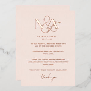 Invitation En Aluminium Rose Gold Table de mariage Merci