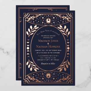 Invitation En Aluminium Rose Gold Tarot Vintage Gothique Mariage Feuille