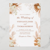 Invitation En Aluminium Rose Gold Terracotta Pampas Mariage Orchidée en he (Recto)