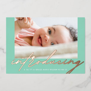 Invitation En Aluminium Rose Gold Vert de Mer Présentation Écrite Photo Bé