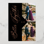 Invitation En Aluminium Rose Gold Whimsical Luxury Modern 2 Photos Collage (Recto)