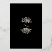 Invitation En Aluminium Rose gothique Floral Mariage noir et or photo (Verso)