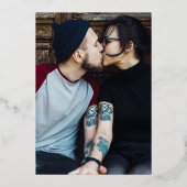 Invitation En Aluminium Rose gothique Floral Photo Mariage Noir Et Or (Verso)