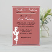 Invitation En Aluminium Rose, Mariage Rose de cannelle, Argent (Debout devant)