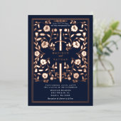 Invitation En Aluminium Rose médiéval bleu  Gold Mariage (Debout devant)