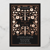 Invitation En Aluminium Rose médiéval noir Mariage d'épée d'or (Recto)