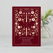 Invitation En Aluminium Rose médiéval rouge  or Mariage (Debout devant)