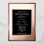 Invitation En Aluminium Rose minimum Gold et Mariage noir (Recto)