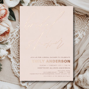 Invitation En Aluminium Rose moderne Blush Gold Fête des mariées Chic Foil