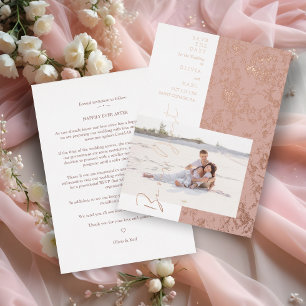 Invitation En Aluminium Rose moderne Gold Be Our Guest Photo Couple
