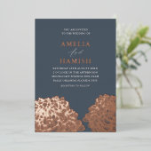 Invitation En Aluminium Rose moderne Gold & Blue Floral Mariage (Debout devant)