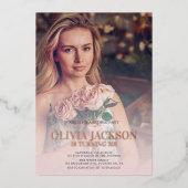 Invitation En Aluminium Rose moderne Gold Photo fête d'anniversaire (Recto)